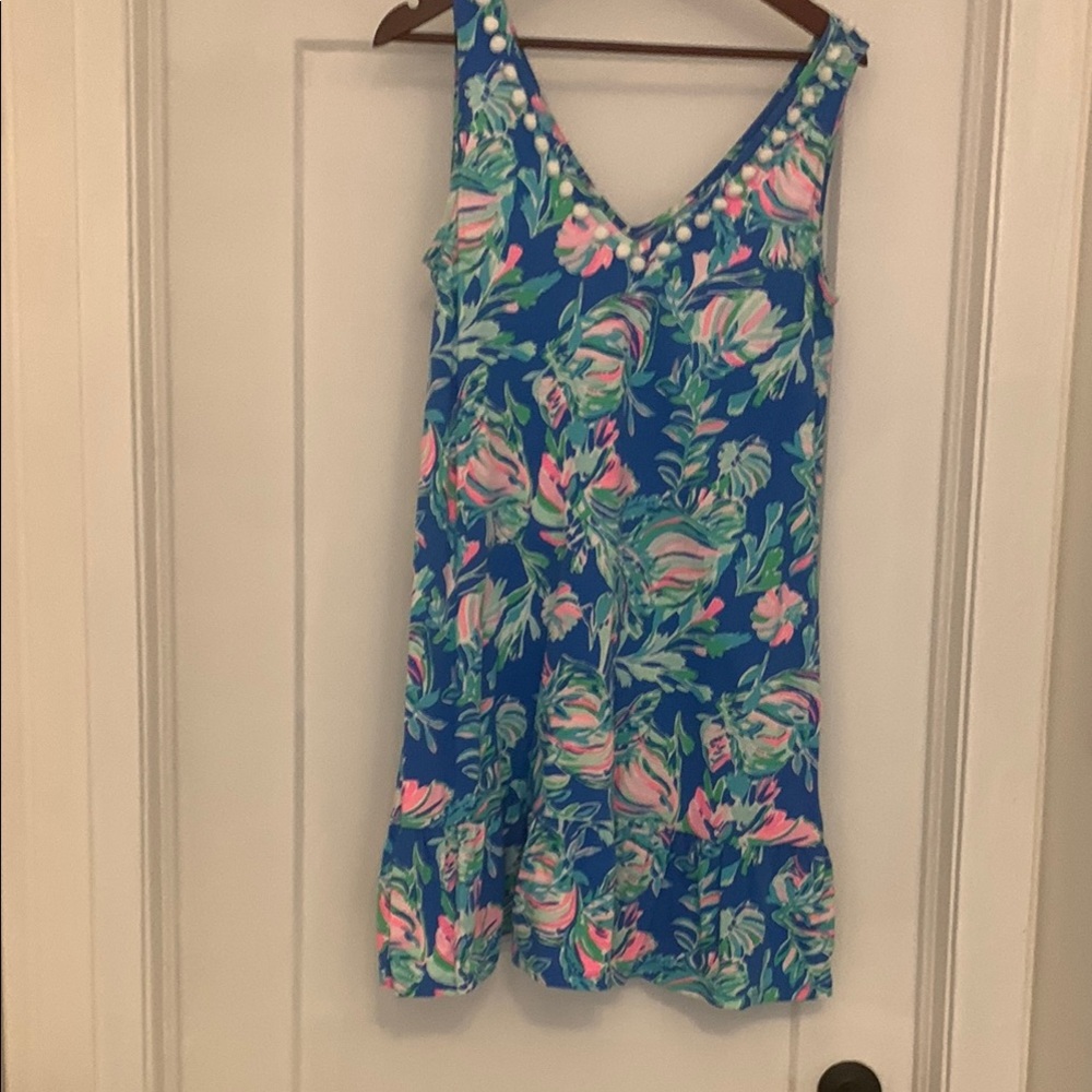 Lilly Pulitzer Floral Dress with Beaded Neckline